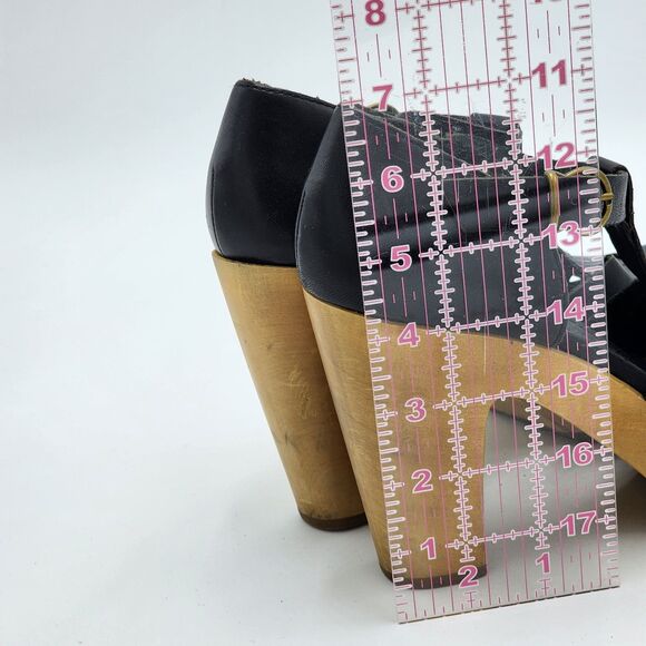 Madewell Andie Fisherman Chunky Wooden Platform Heels Size 9 - Picture 9 of 10